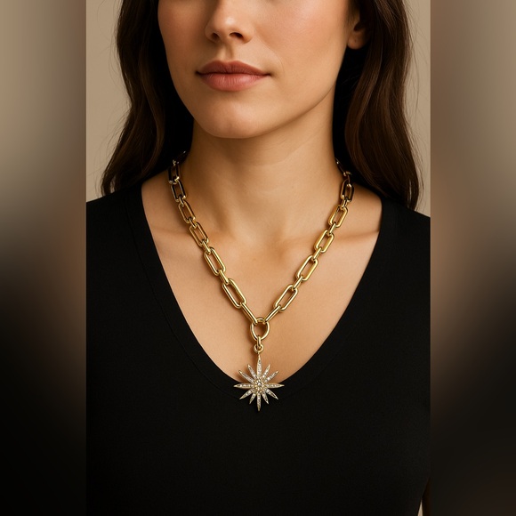 Lulu Frost Plaza Edge Link Necklace + Radiant Star Charm NWT – Retail $295
